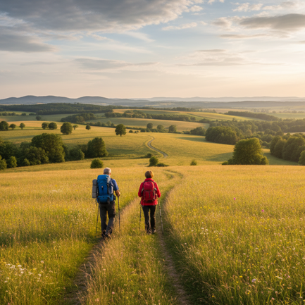 Paar beim Wandern im Südburgenland.