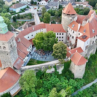 Friedensburg Schlaining im Sommer von oben - (c) Florian Schauer.