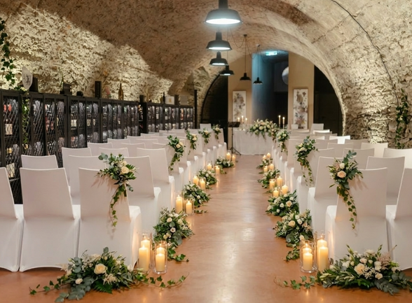 Hochzeitssetting in der Weinkosterei