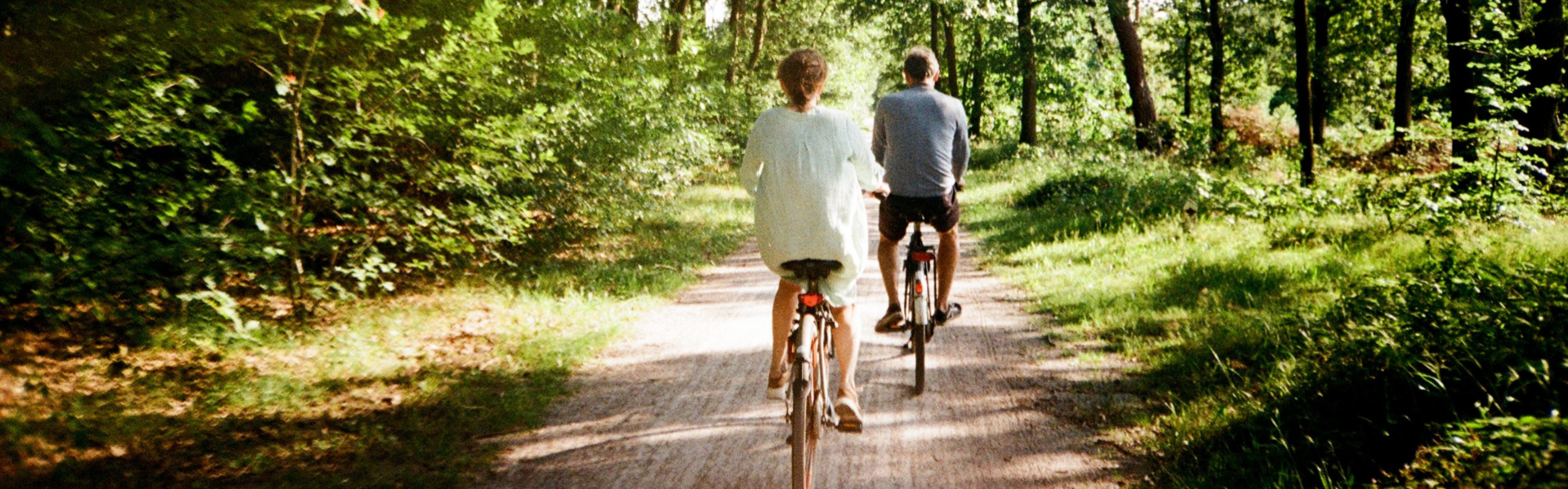 Radfahrern von hinten im Wald