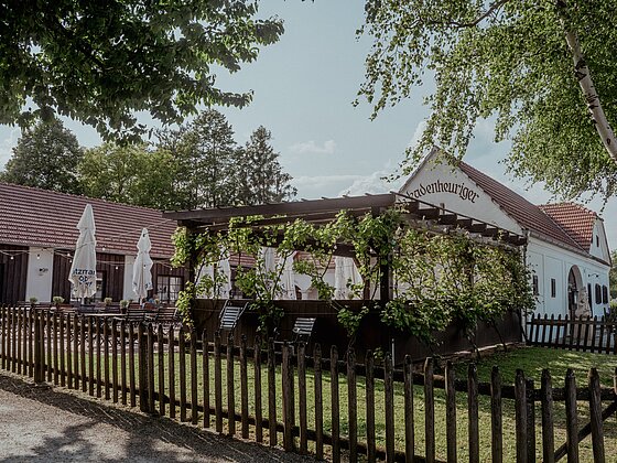 Blick auf den Arkadenheurigen (c) Pendl | DAZUMAL Freilichtmuseum Bad Tatzmannsdorf. Blick auf den Arkadenheurigen (c) Pendl | DAZUMAL Freilichtmuseum Bad Tatzmannsdorf.